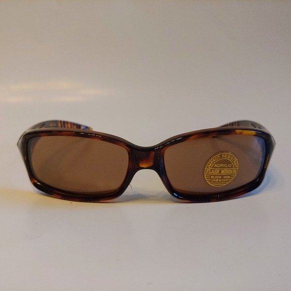 NWT True Vintage 90's Plastic Rectangle Sport Wrap tortoise frame Sunglasses - Picture 1 of 4